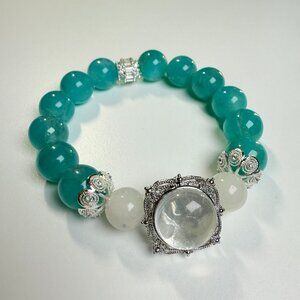 Teal Green Amazonite Bracelet with Fluorite